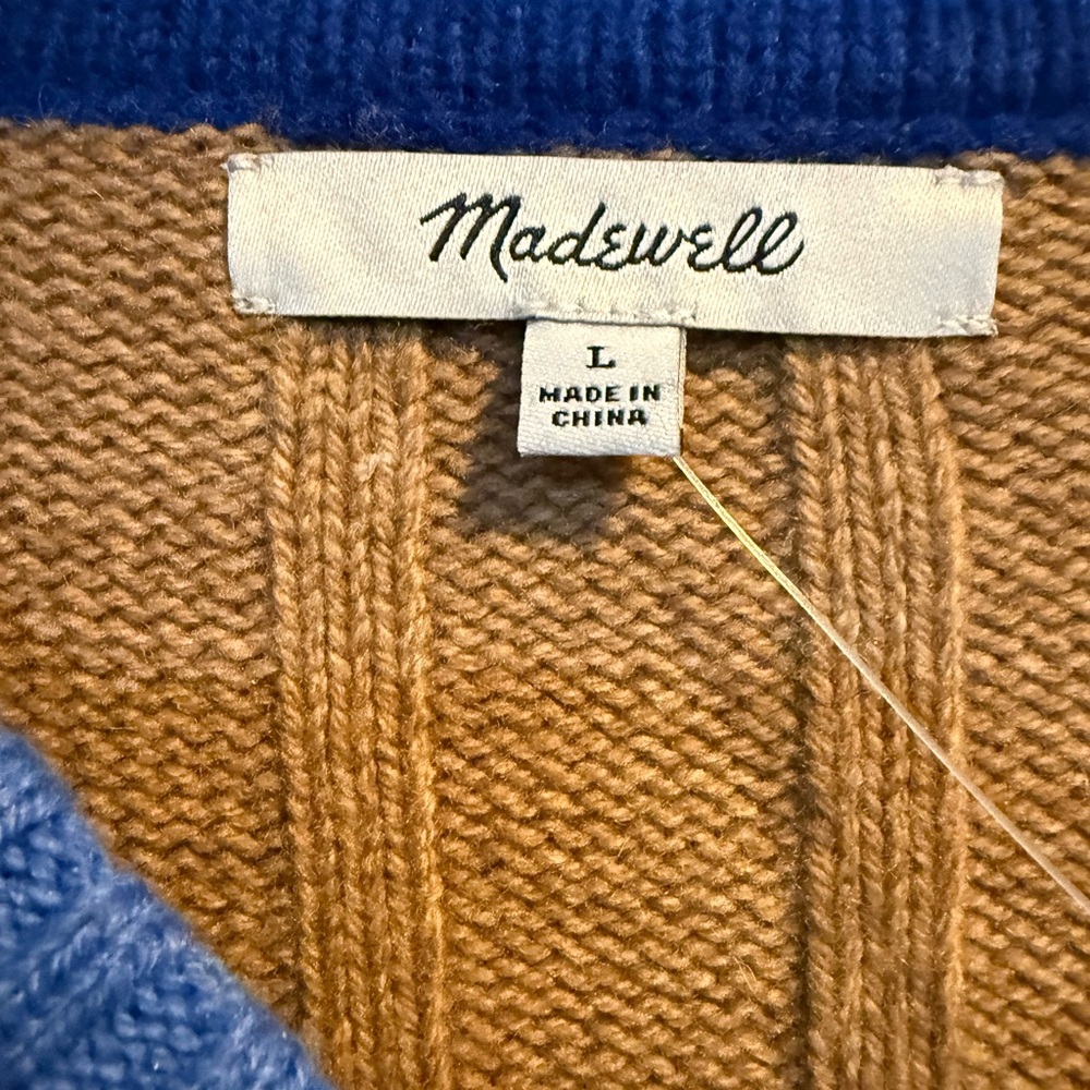 Madewell Tipped V-Neck Oversized Sweater NWT Size Large - Picture 7 of 10